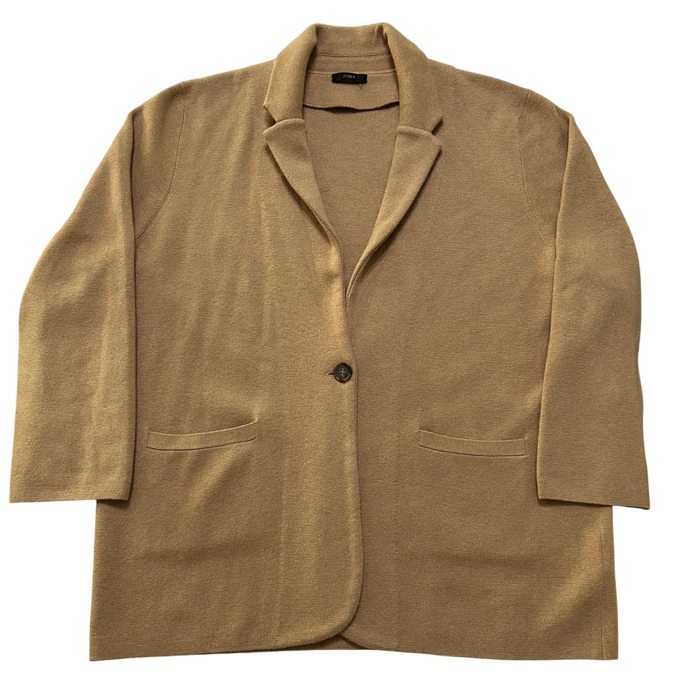 J.Crew Cecile Relaxed Sweater Blazer Womens XL Camel Tan Capsule Career Academia